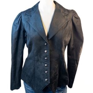 Wah Maker | Old West Victorian Steampunk Jacquard Jacket Black‎ Women’s 10